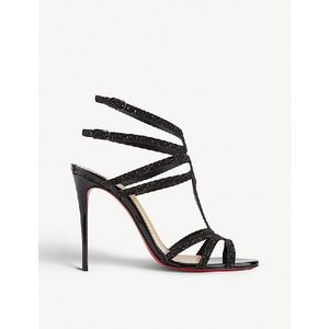Christian Louboutin Black Renee100 Glitter Sandals